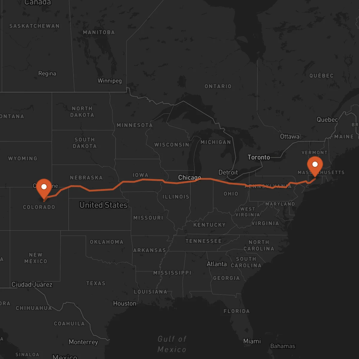 Ruta Denver - Hartford