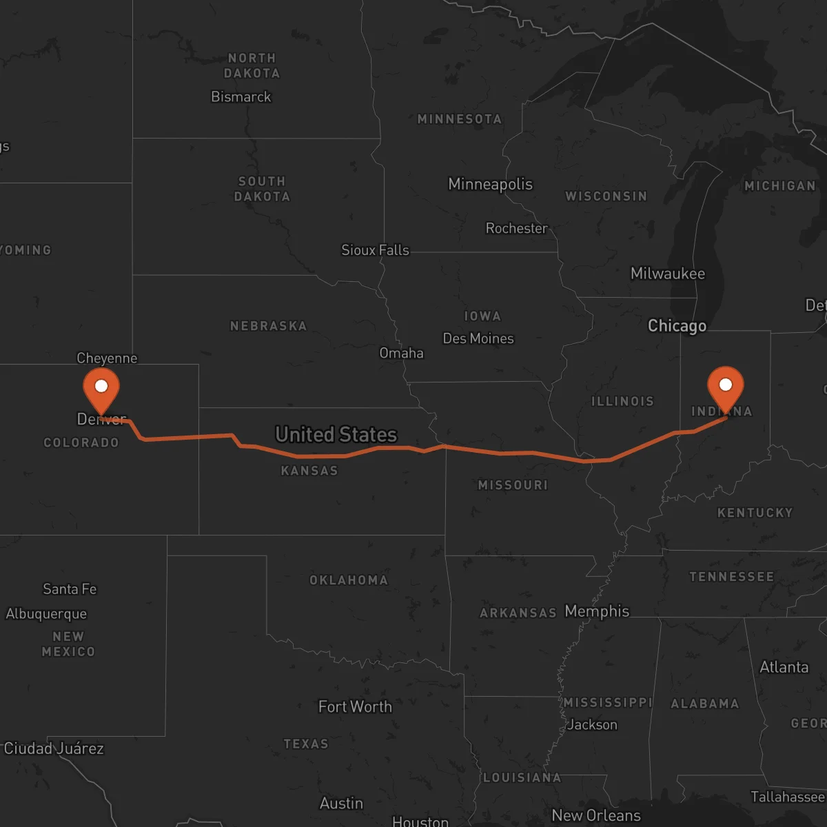 Ruta Indianápolis - Denver