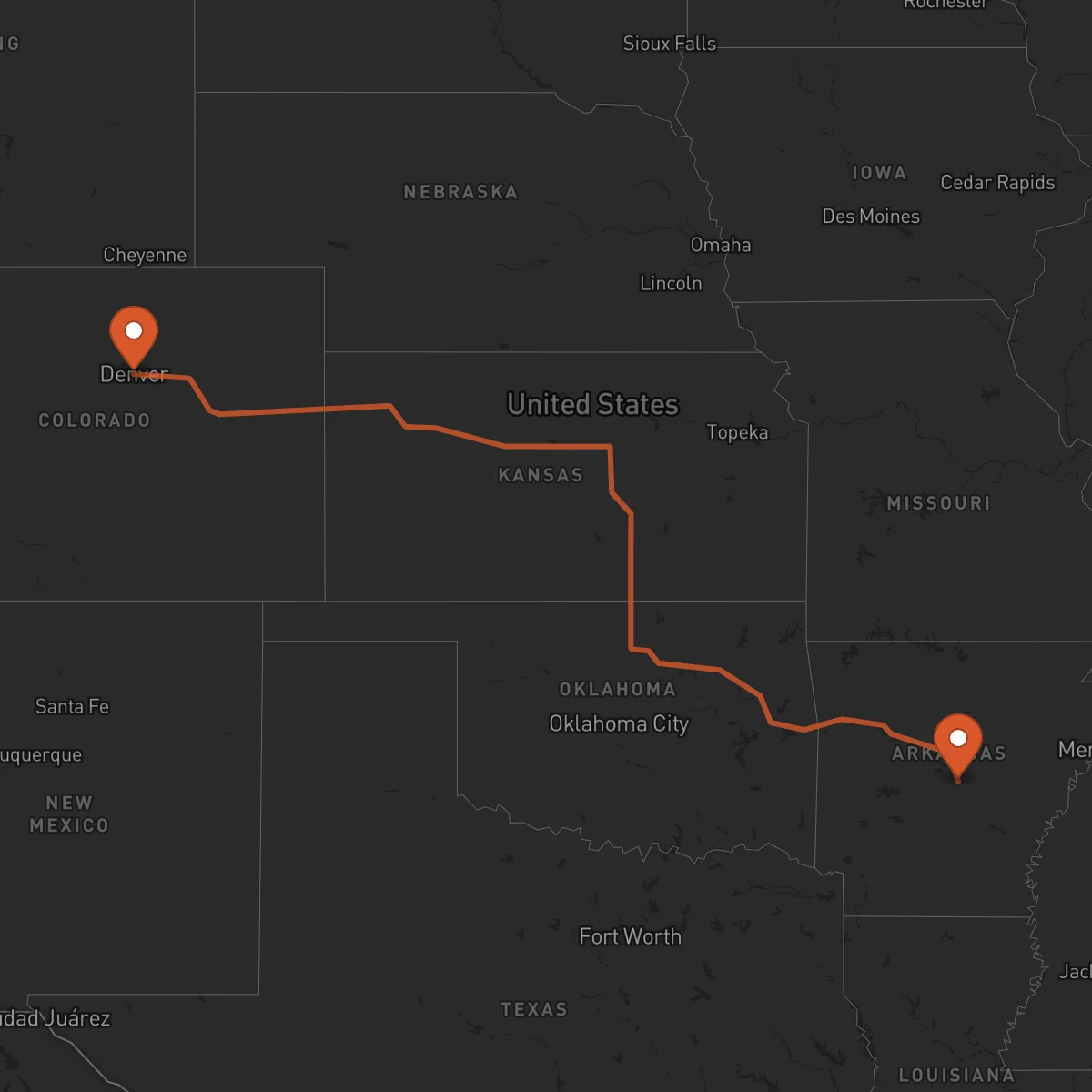Ruta Little Rock - Denver