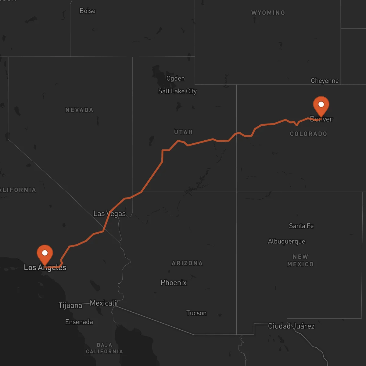 Ruta Denver - Los Angeles