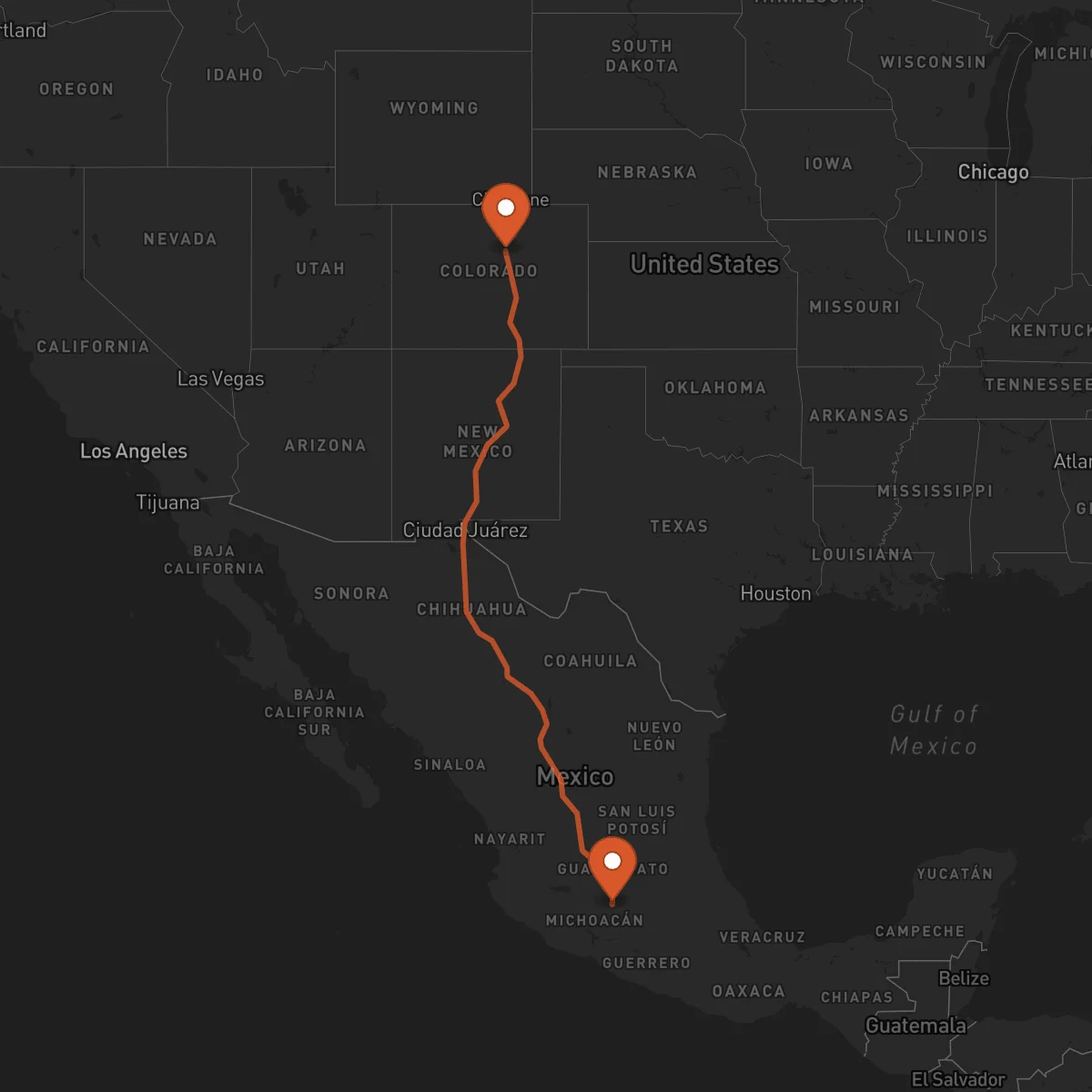 Ruta Denver - Morelia