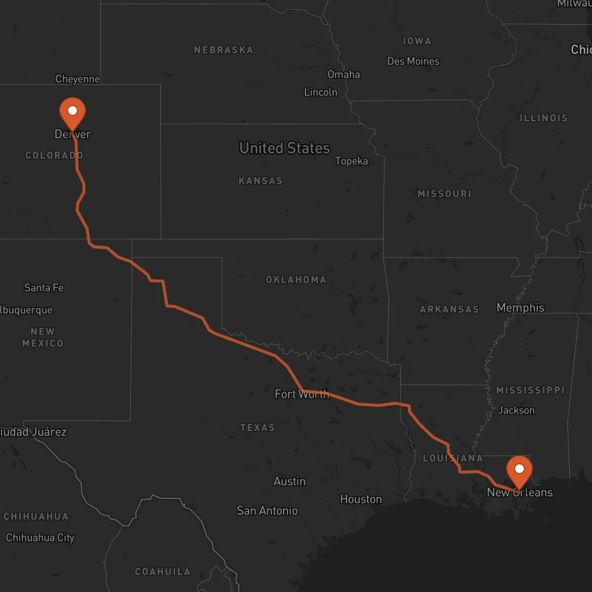 Ruta New Orleans - Denver