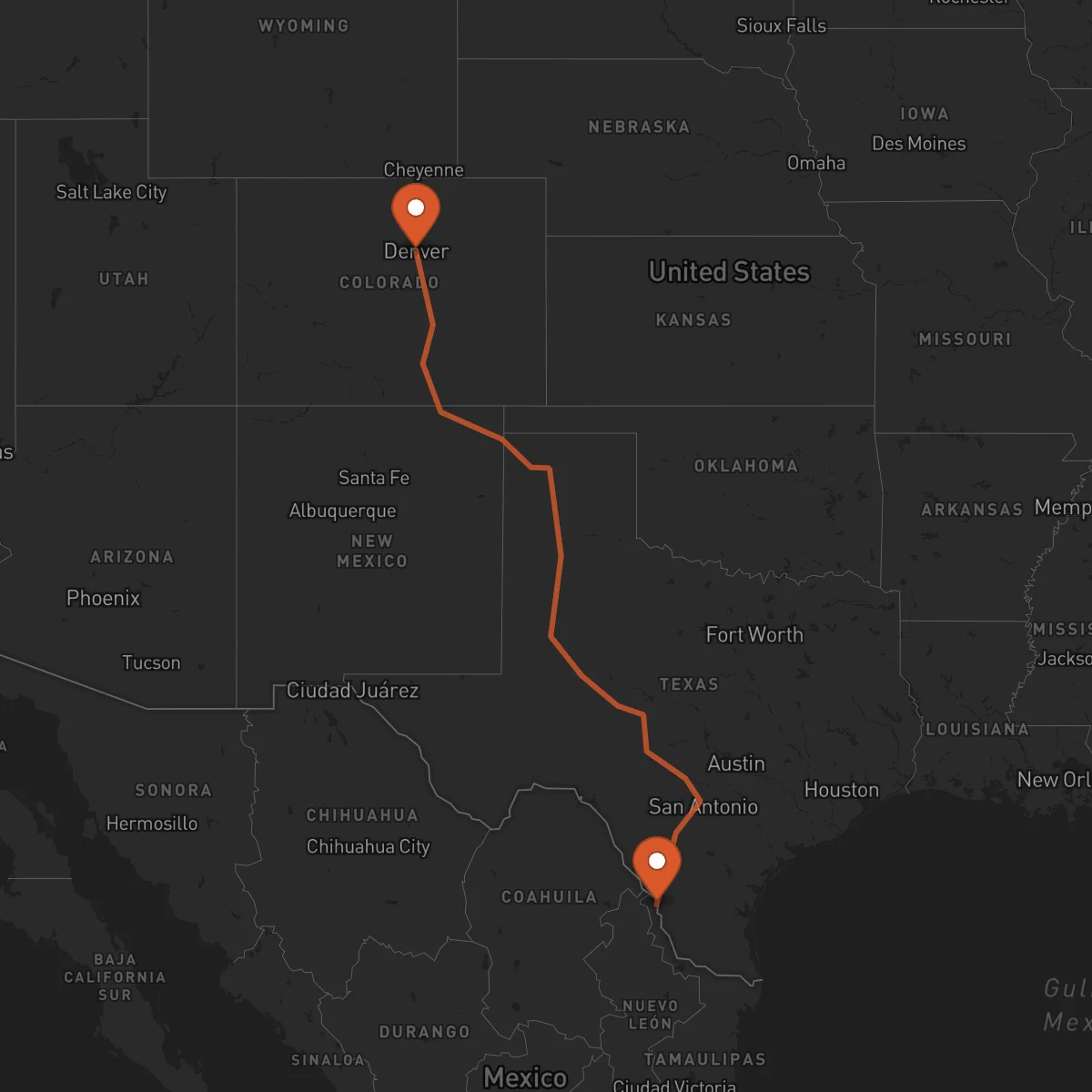 Ruta Nuevo Laredo - Denver