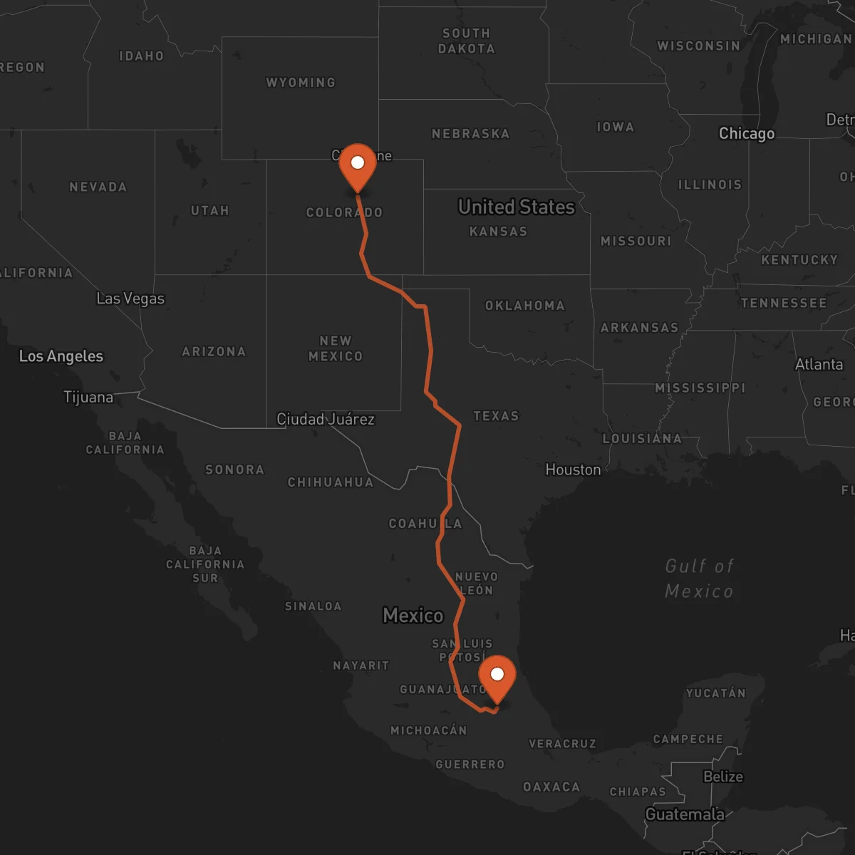 Ruta Pachuca de Soto - Denver