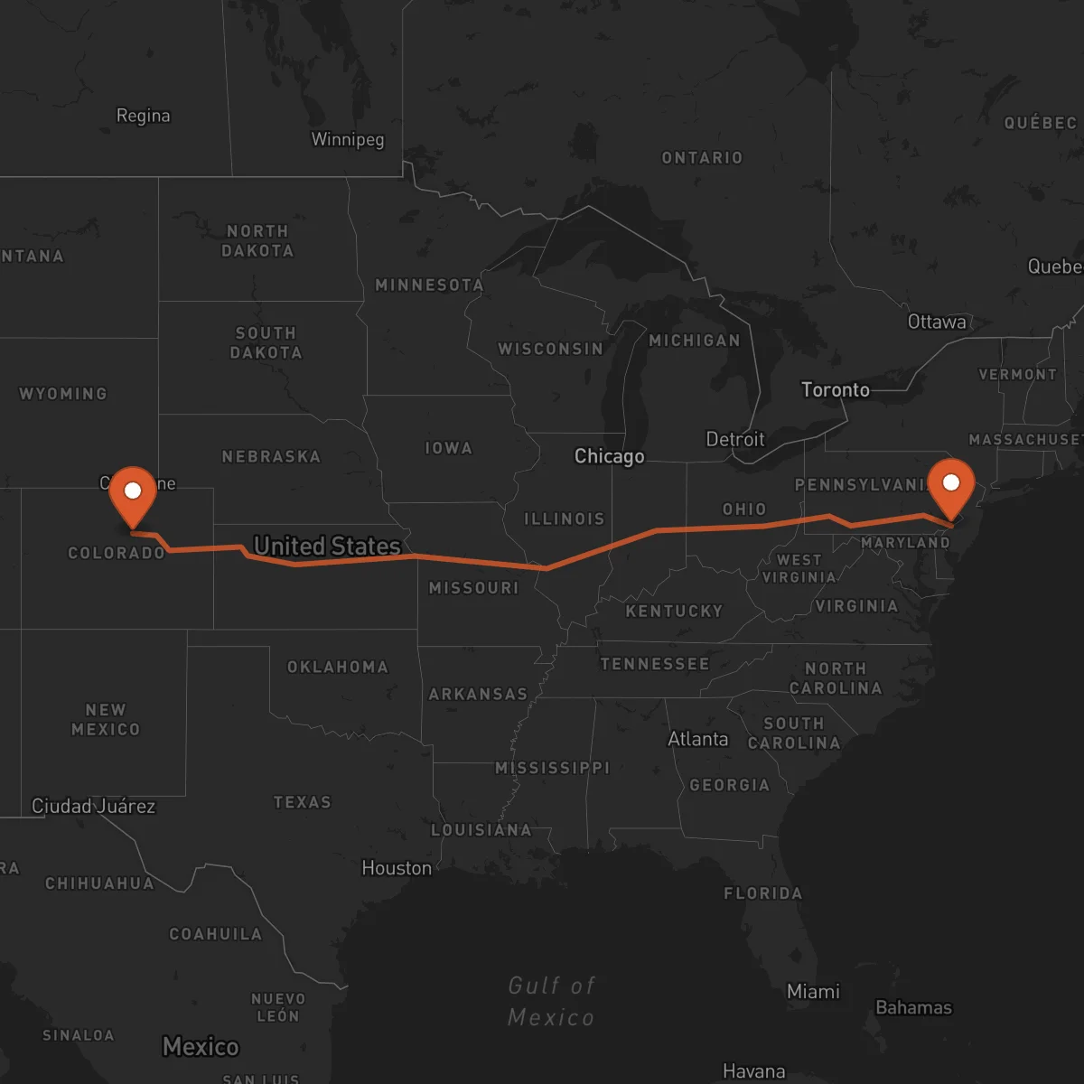 Ruta Denver - Philadelphia