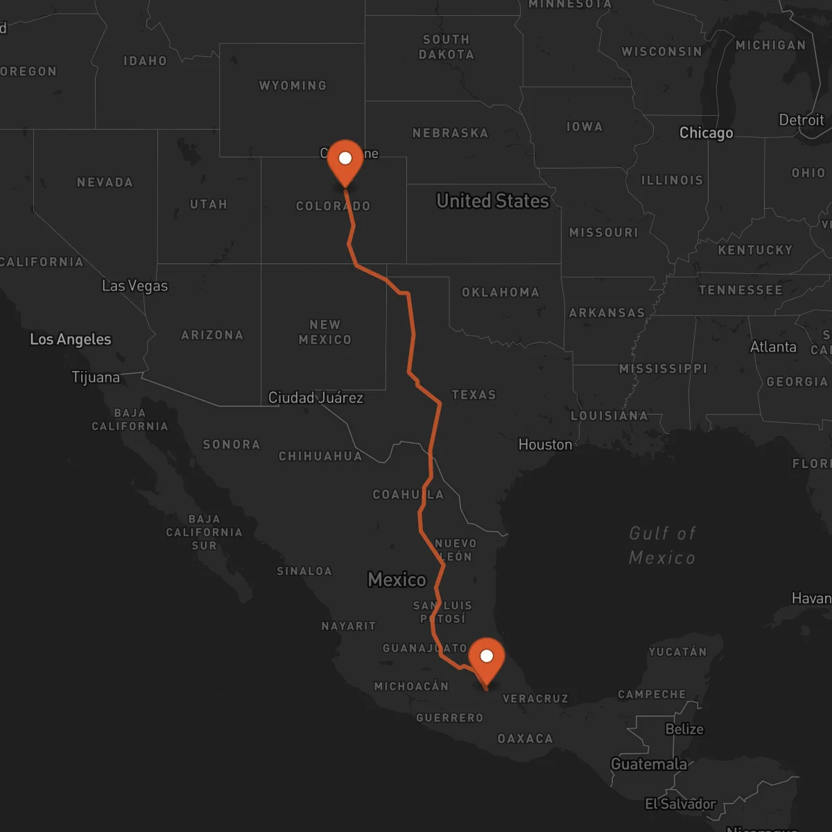 Ruta Puebla de Zaragoza - Denver