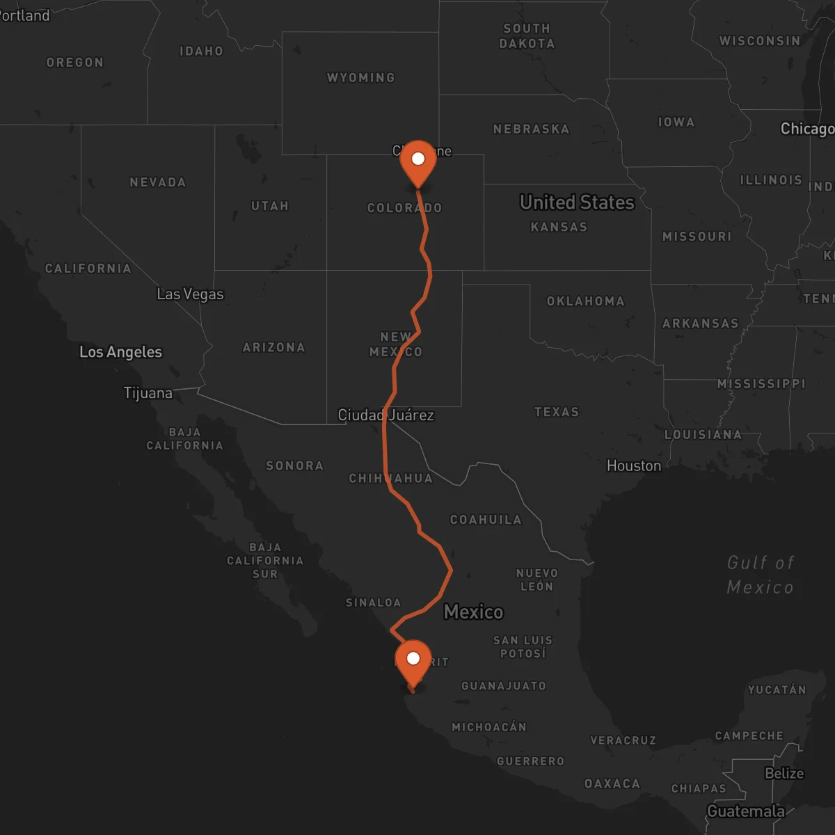 Ruta Denver - Puerto Vallarta