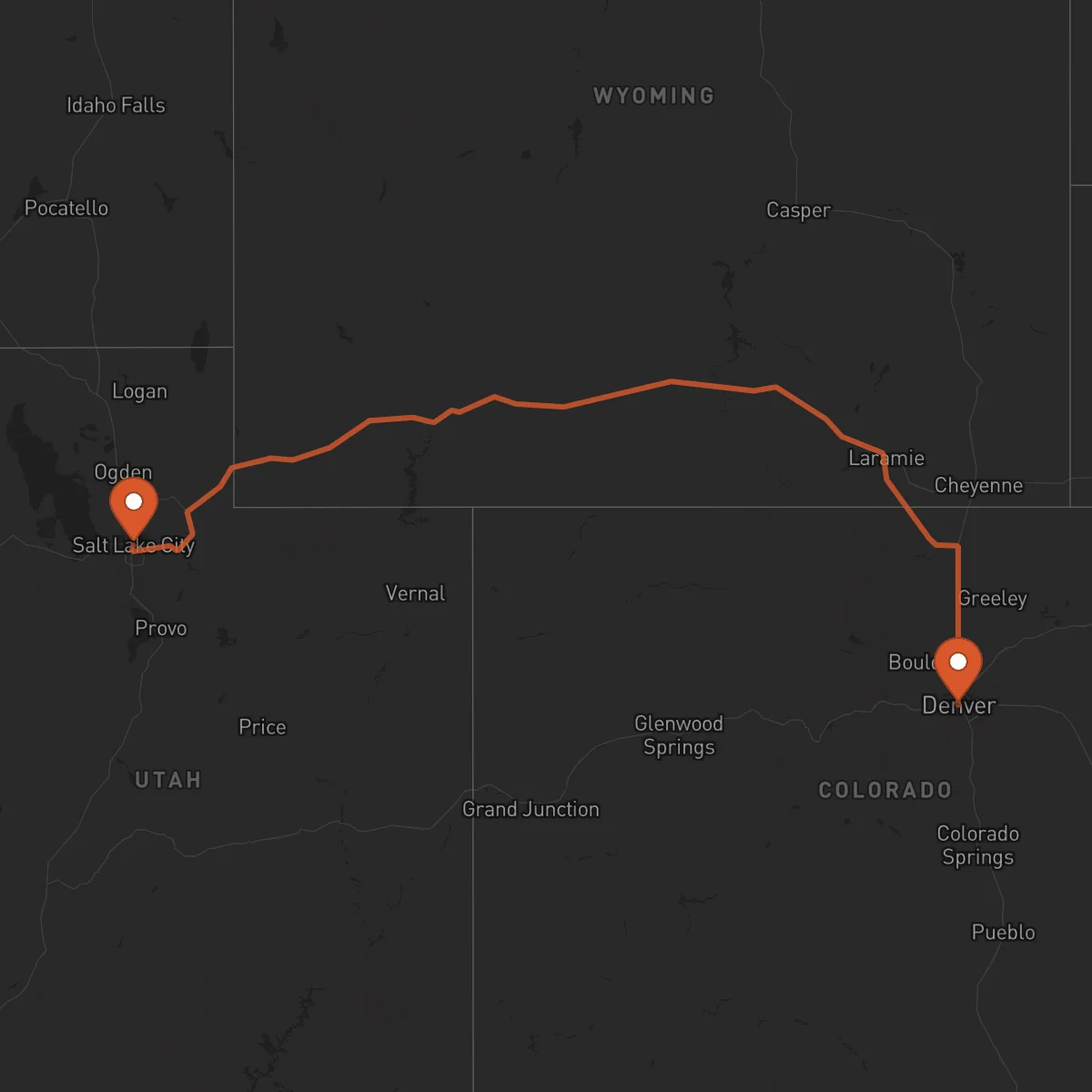 Ruta Denver - Salt Lake City