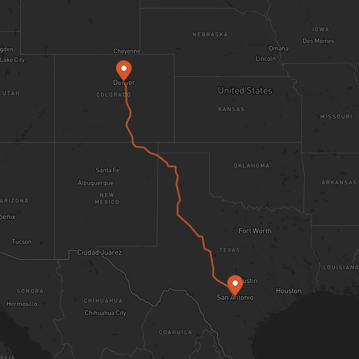 Ruta Denver - San Antonio