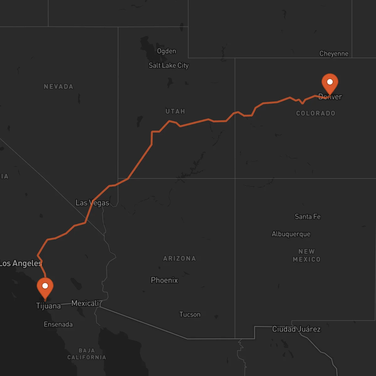 Ruta Denver - San Diego