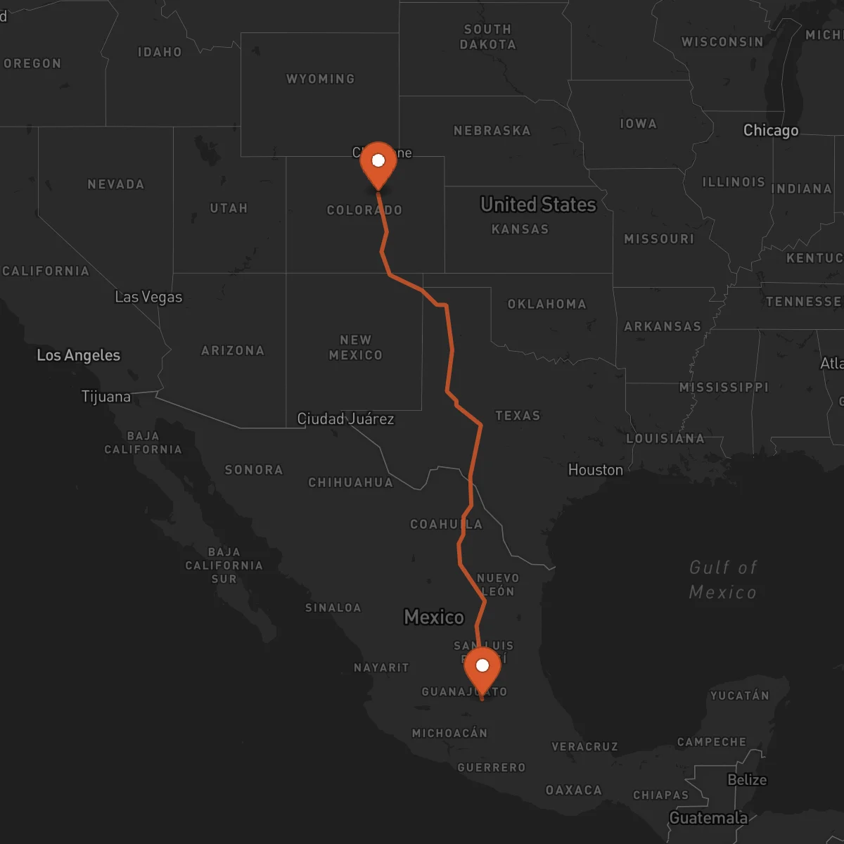 Ruta Denver - Santiago de Querétaro