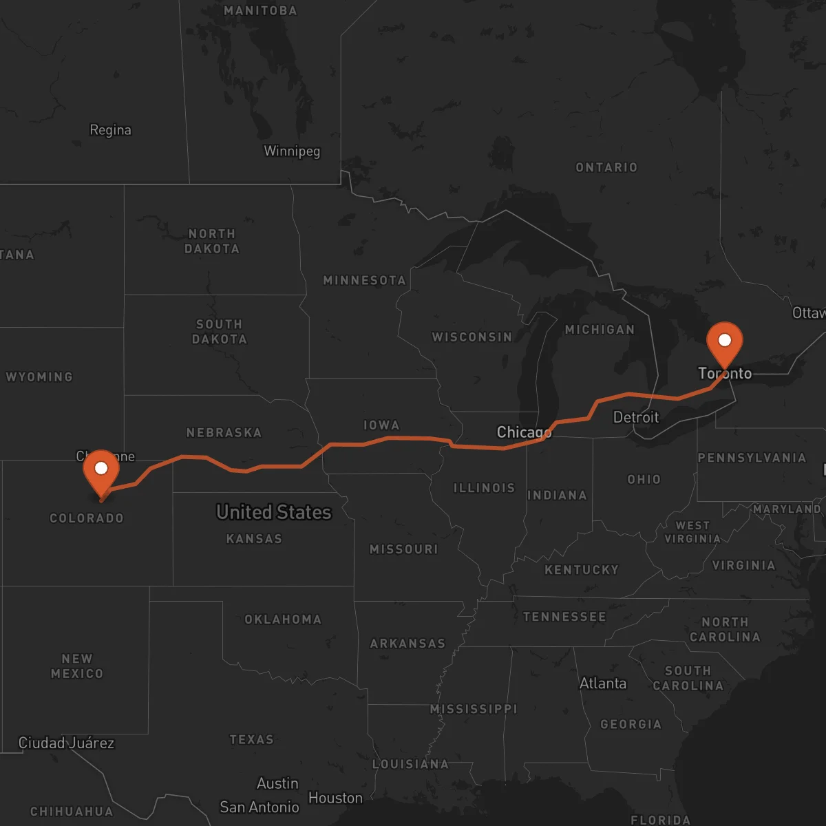 Ruta Denver - Toronto