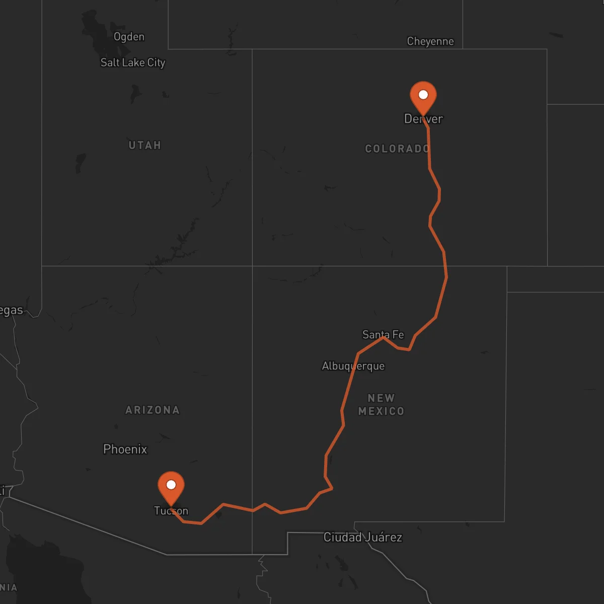 Ruta Tucson - Denver