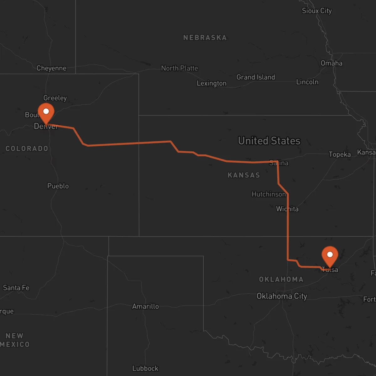 Ruta Denver - Tulsa