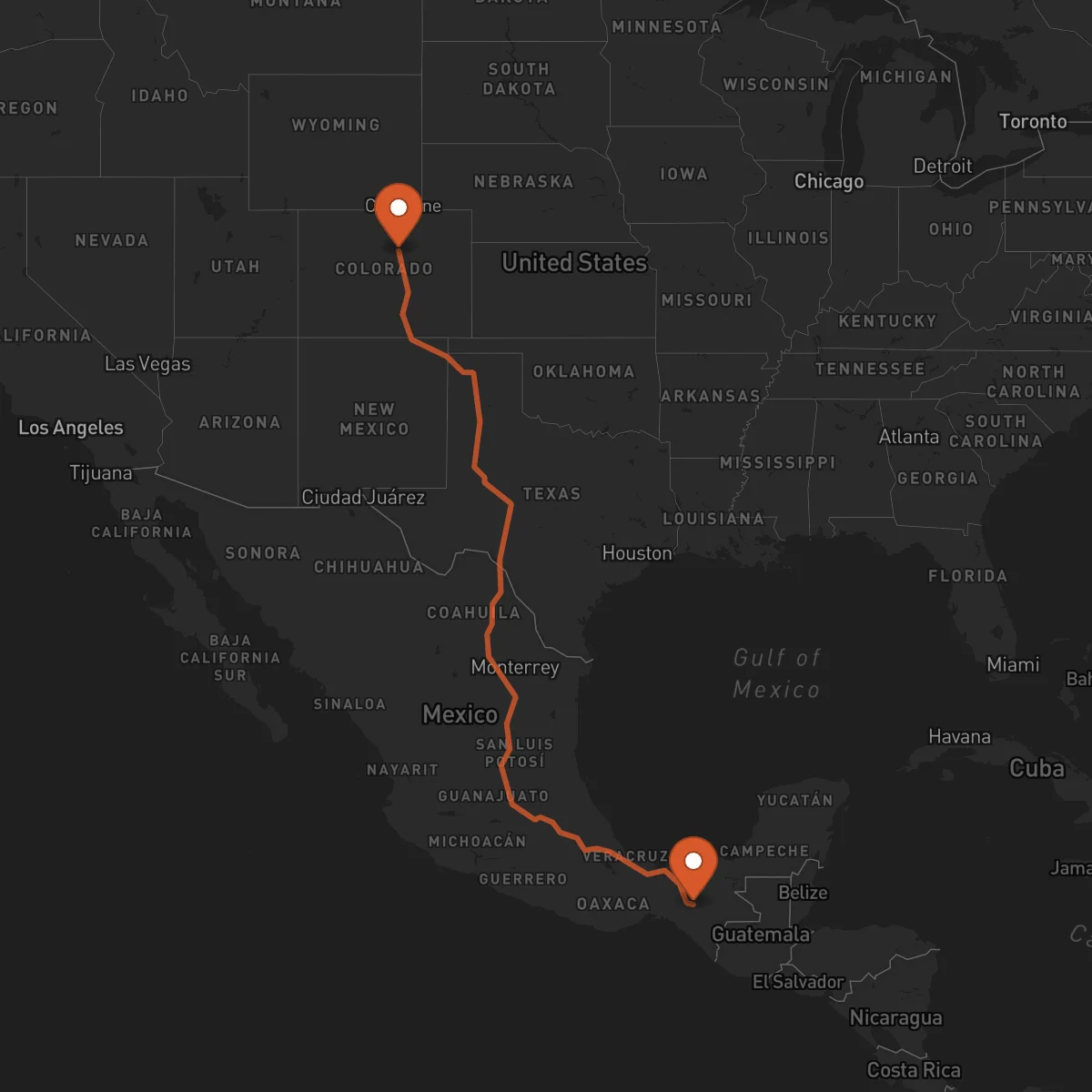 Ruta Tuxtla Gutiérrez - Denver
