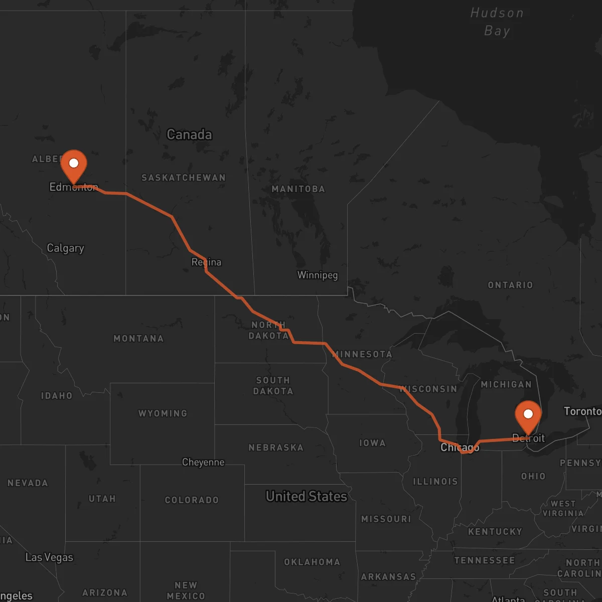 Ruta Detroit - Edmonton