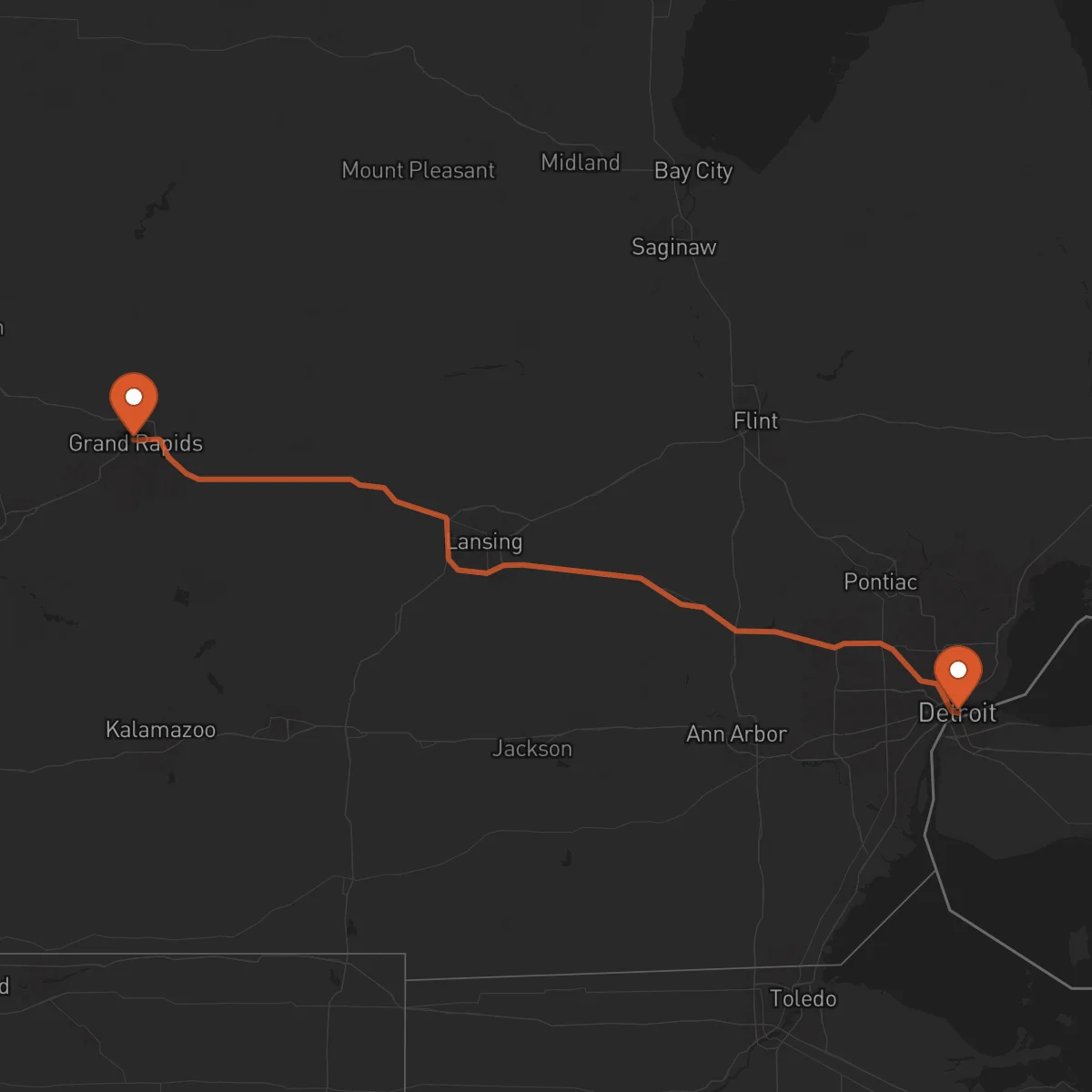 Ruta Detroit - Grand Rapids