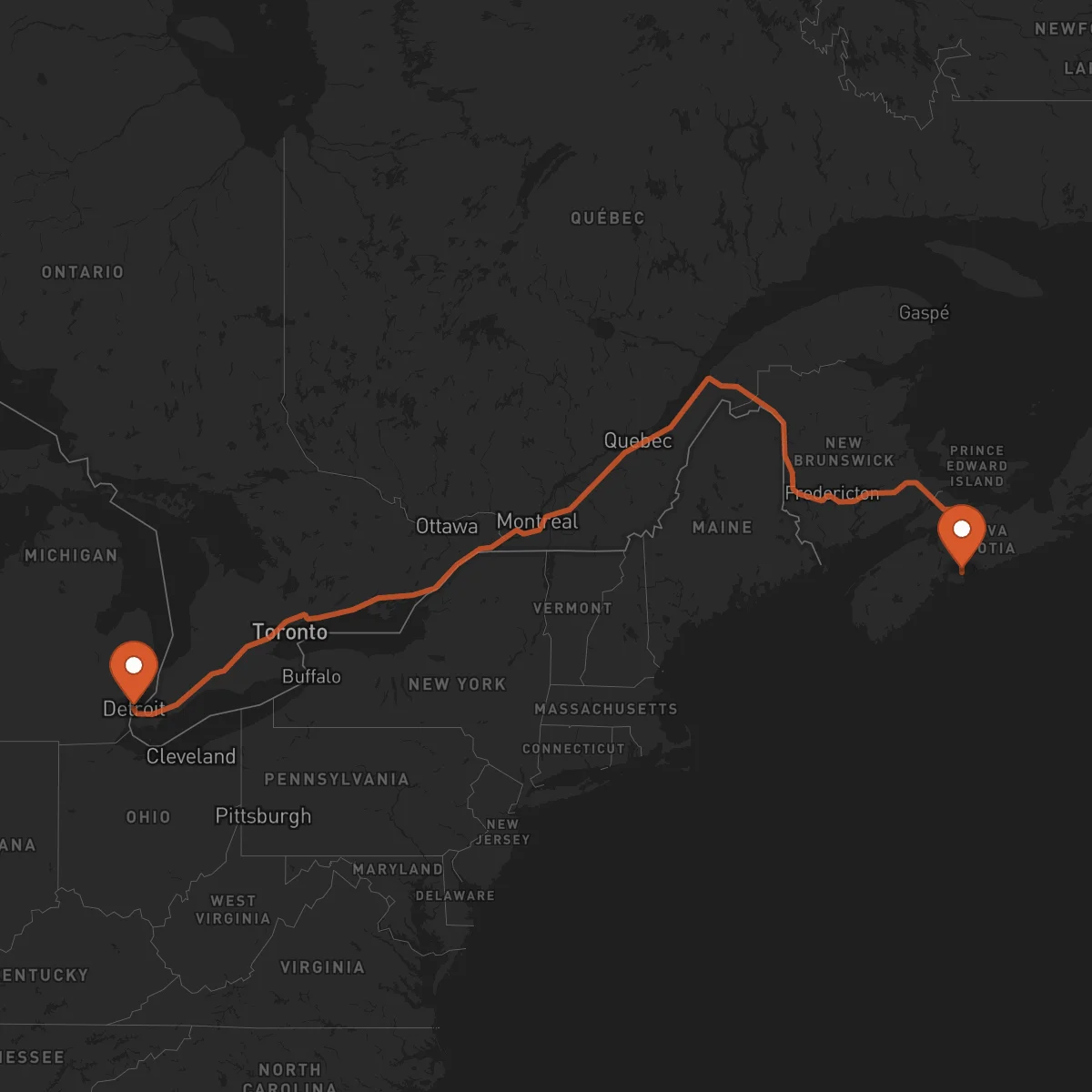 Ruta Detroit - Halifax