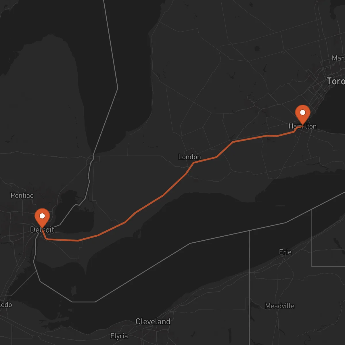Ruta Détroit - Hamilton