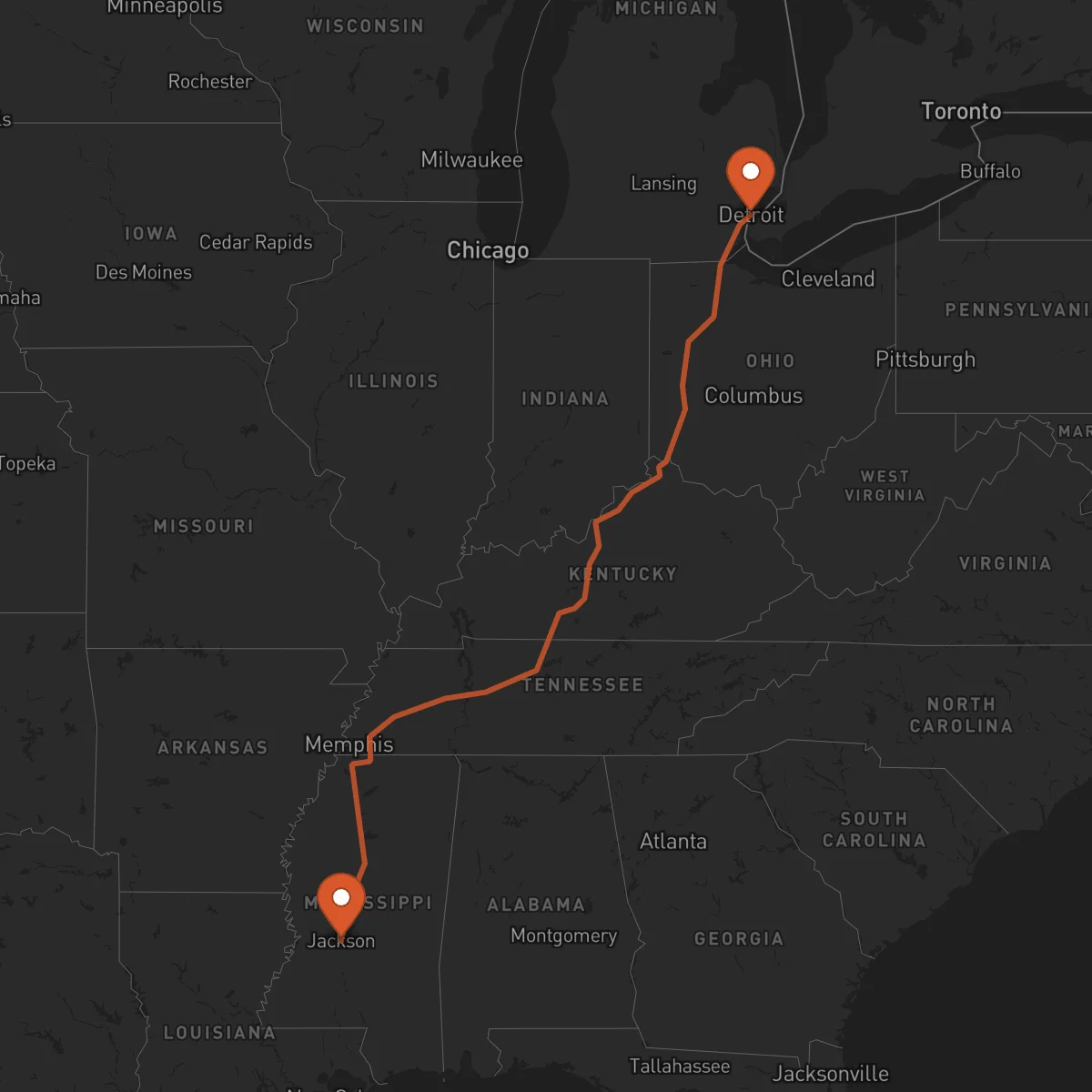Ruta Detroit - Jackson