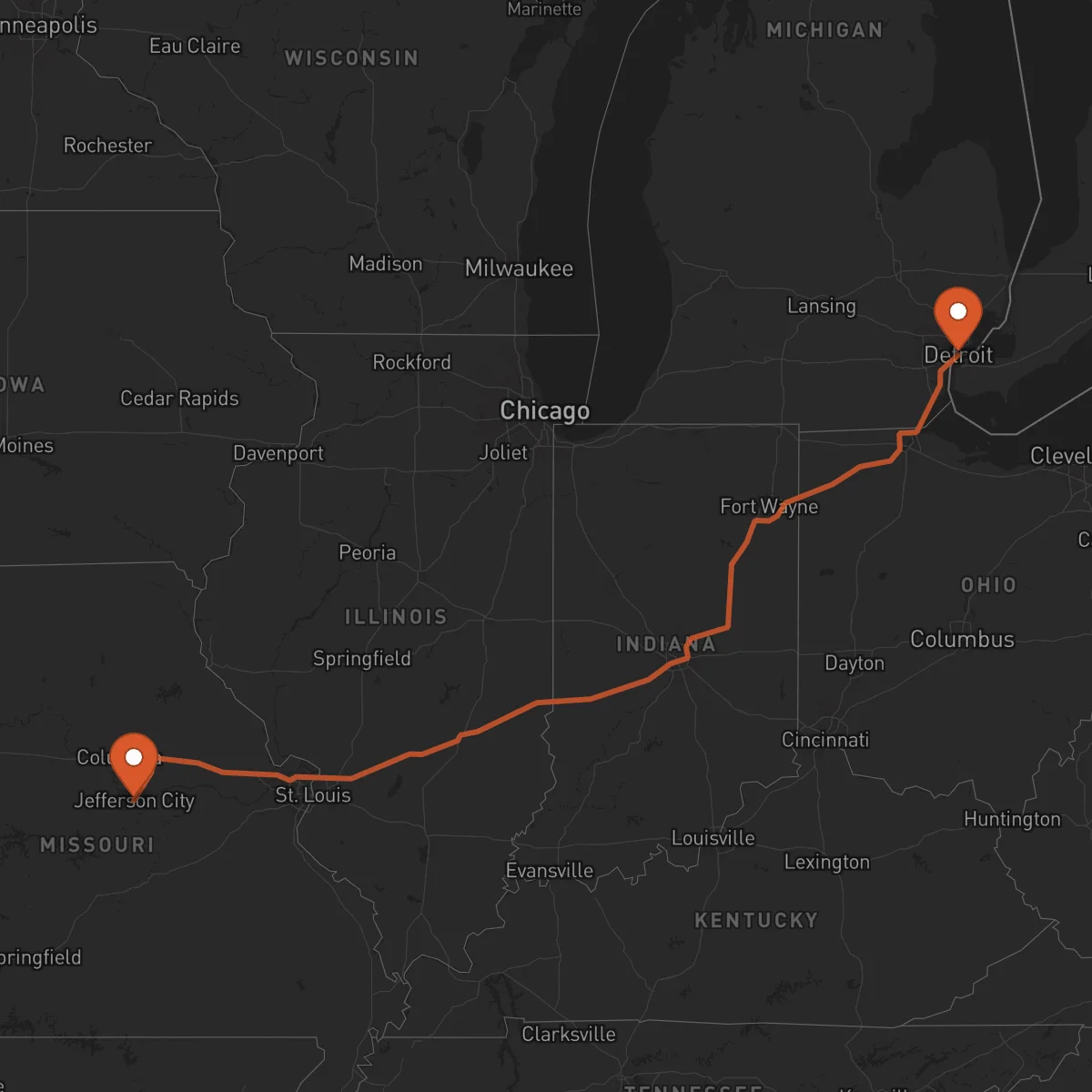 Ruta Detroit - Jefferson City