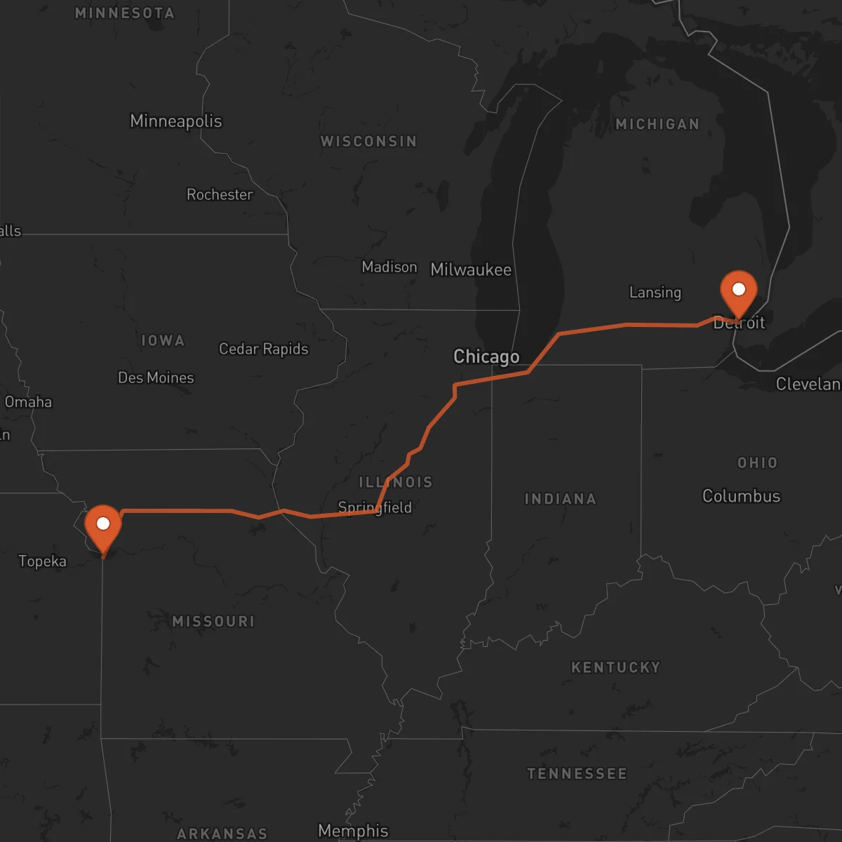 Ruta Détroit - Kansas City