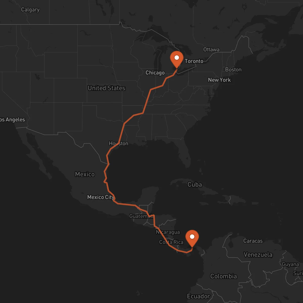 Ruta La Chorrera - Detroit