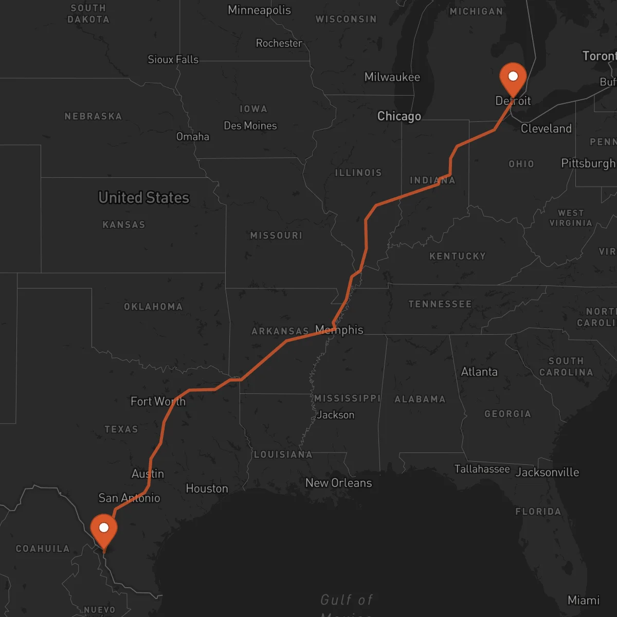 Ruta Detroit - Laredo