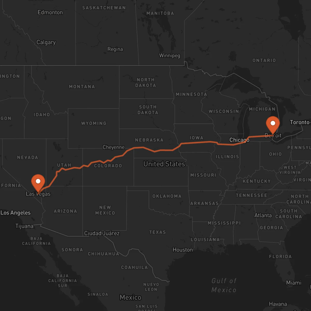 Ruta Detroit - Las Vegas