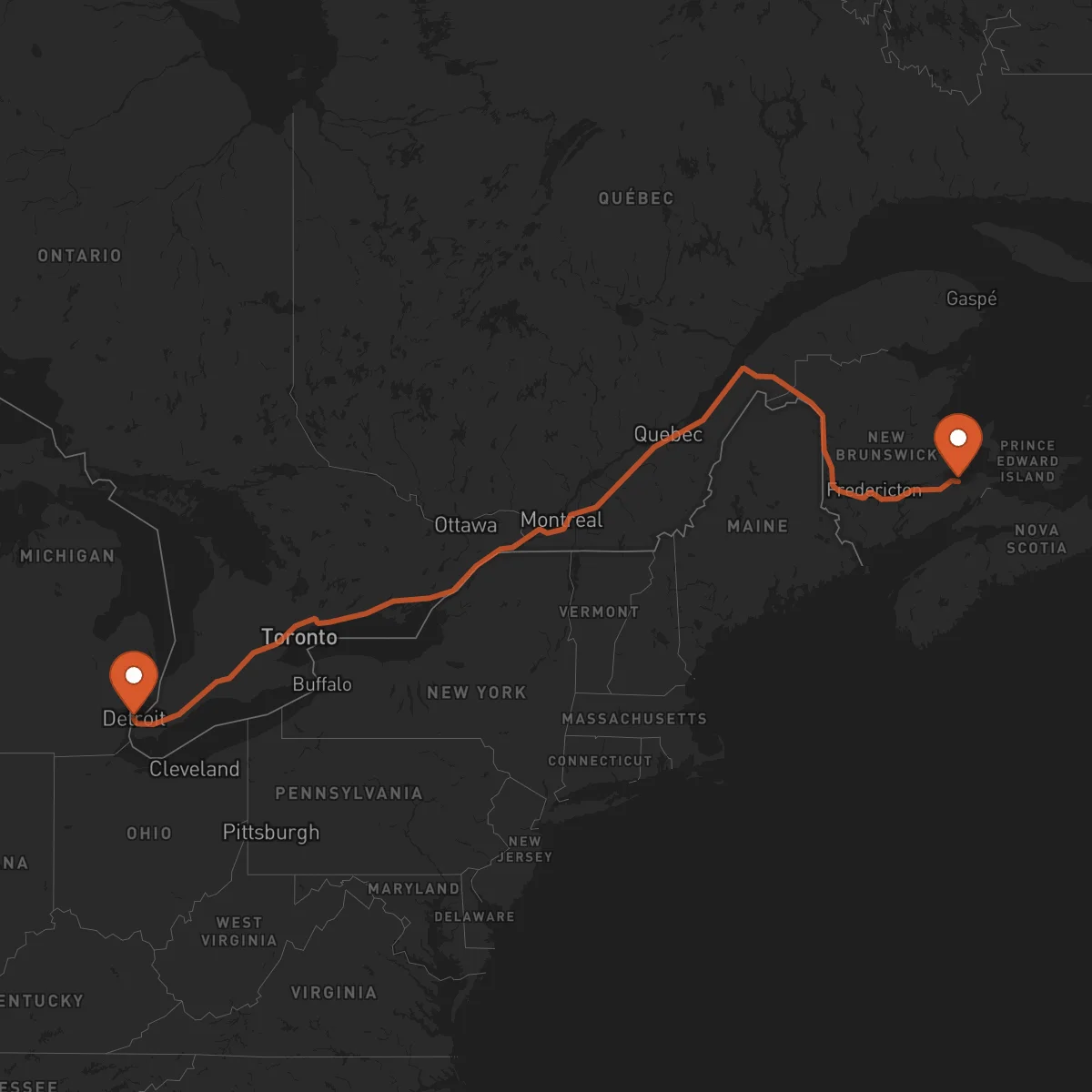 Ruta Detroit - Moncton