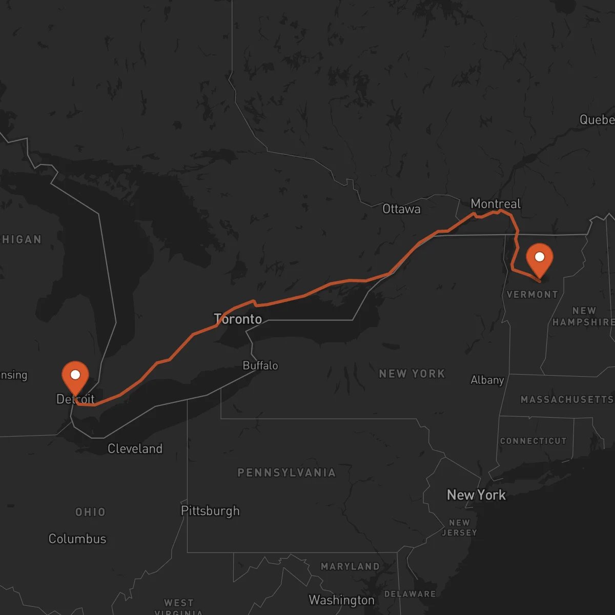 Ruta Detroit - Montpelier