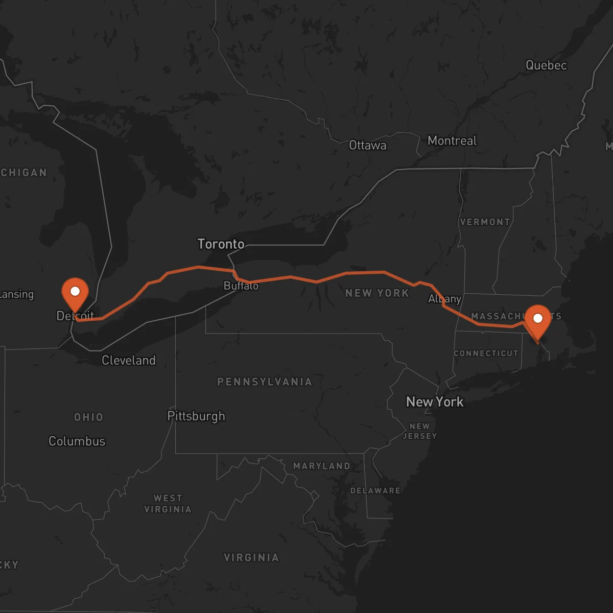 Ruta Detroit - Providence