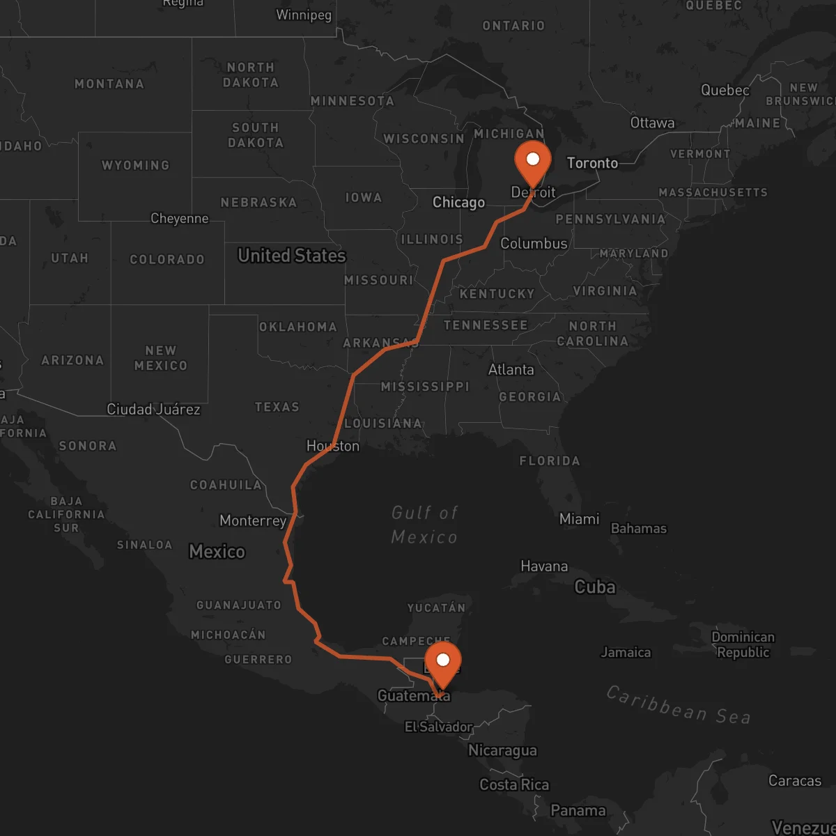 Ruta Detroit - Puerto Barrios
