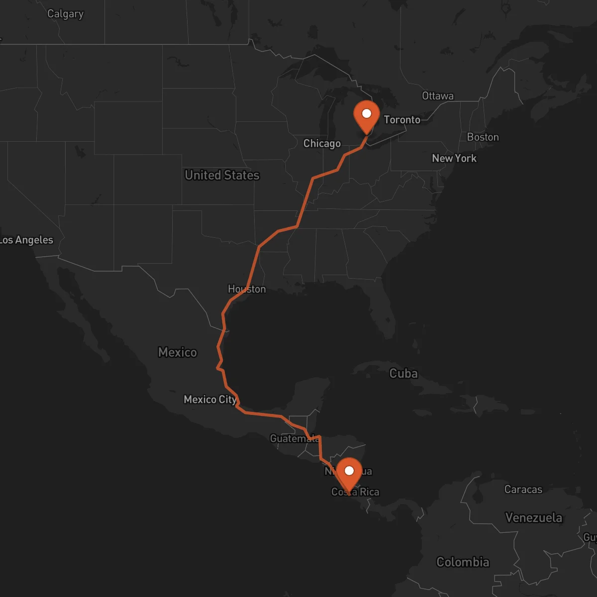 Ruta Detroit - Puntarenas
