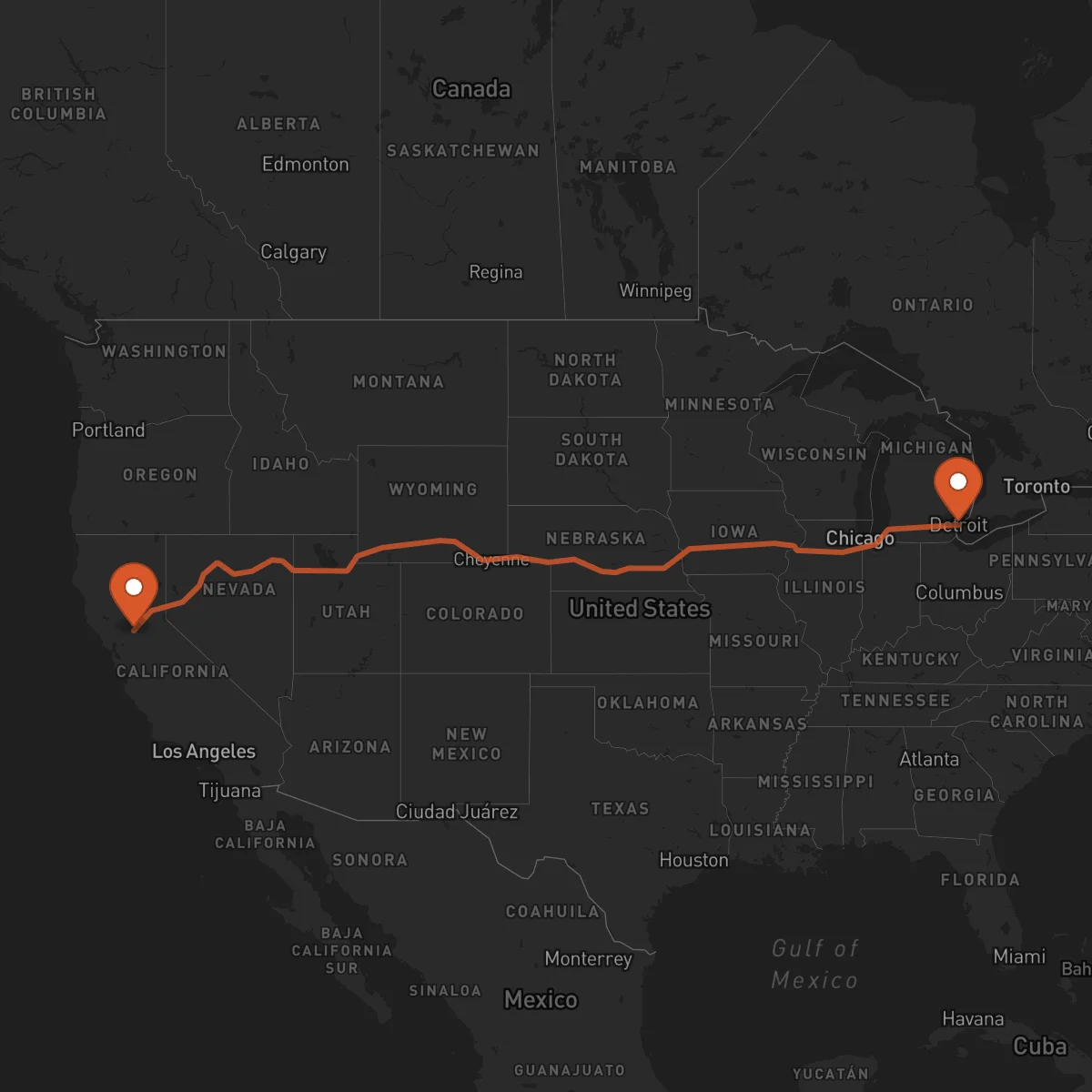 Ruta Sacramento - Detroit