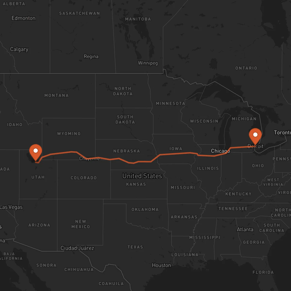 Ruta Detroit - Salt Lake City