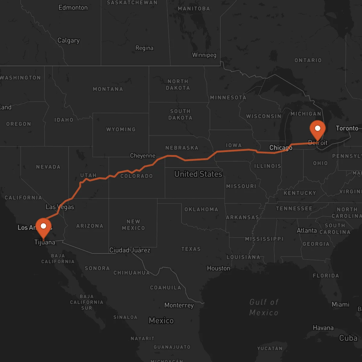 Ruta Detroit - San Diego