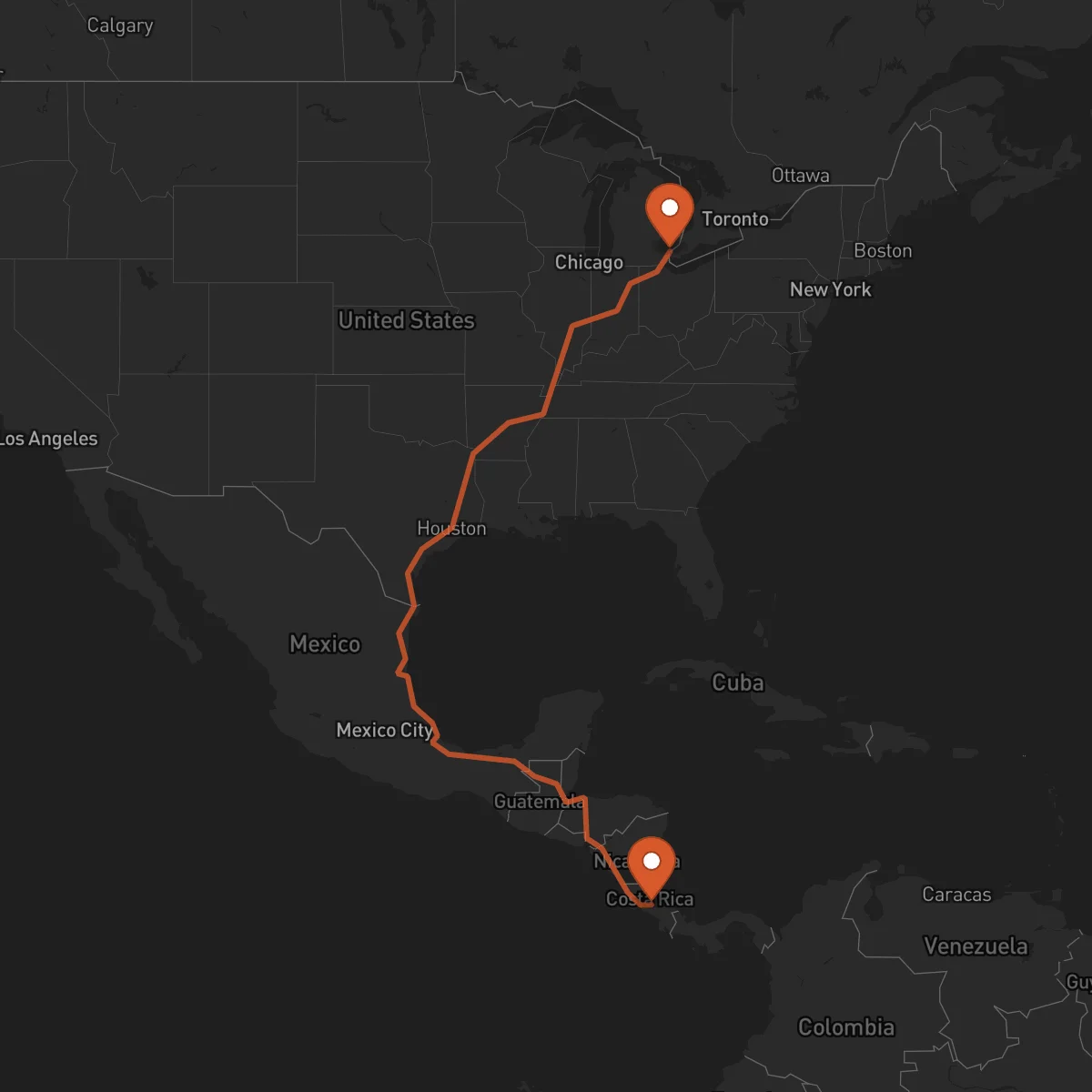 Ruta San José - Detroit