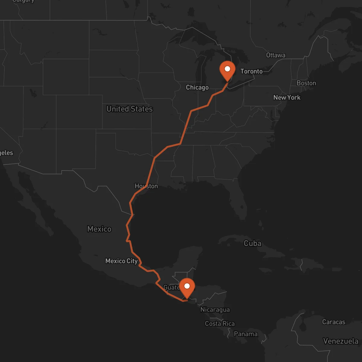 Ruta Detroit - San Salvador