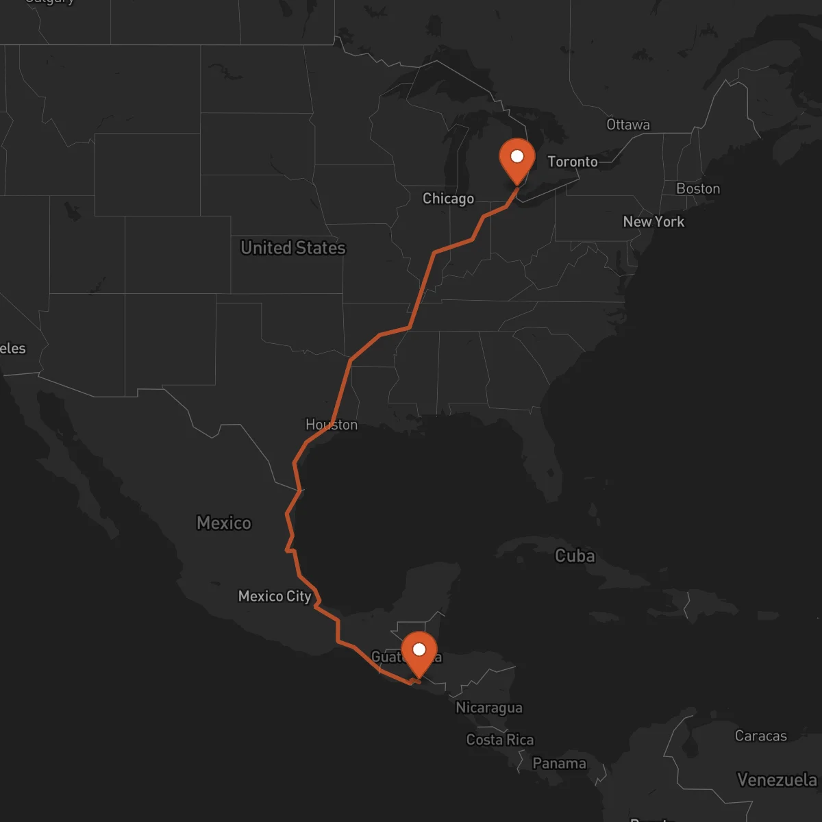 Ruta Santa Ana - Detroit