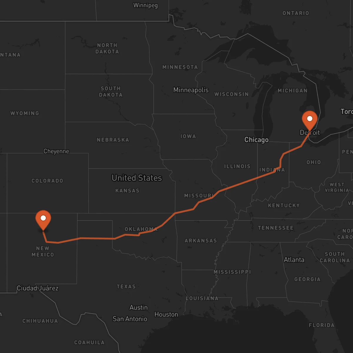 Ruta Santa Fe - Detroit
