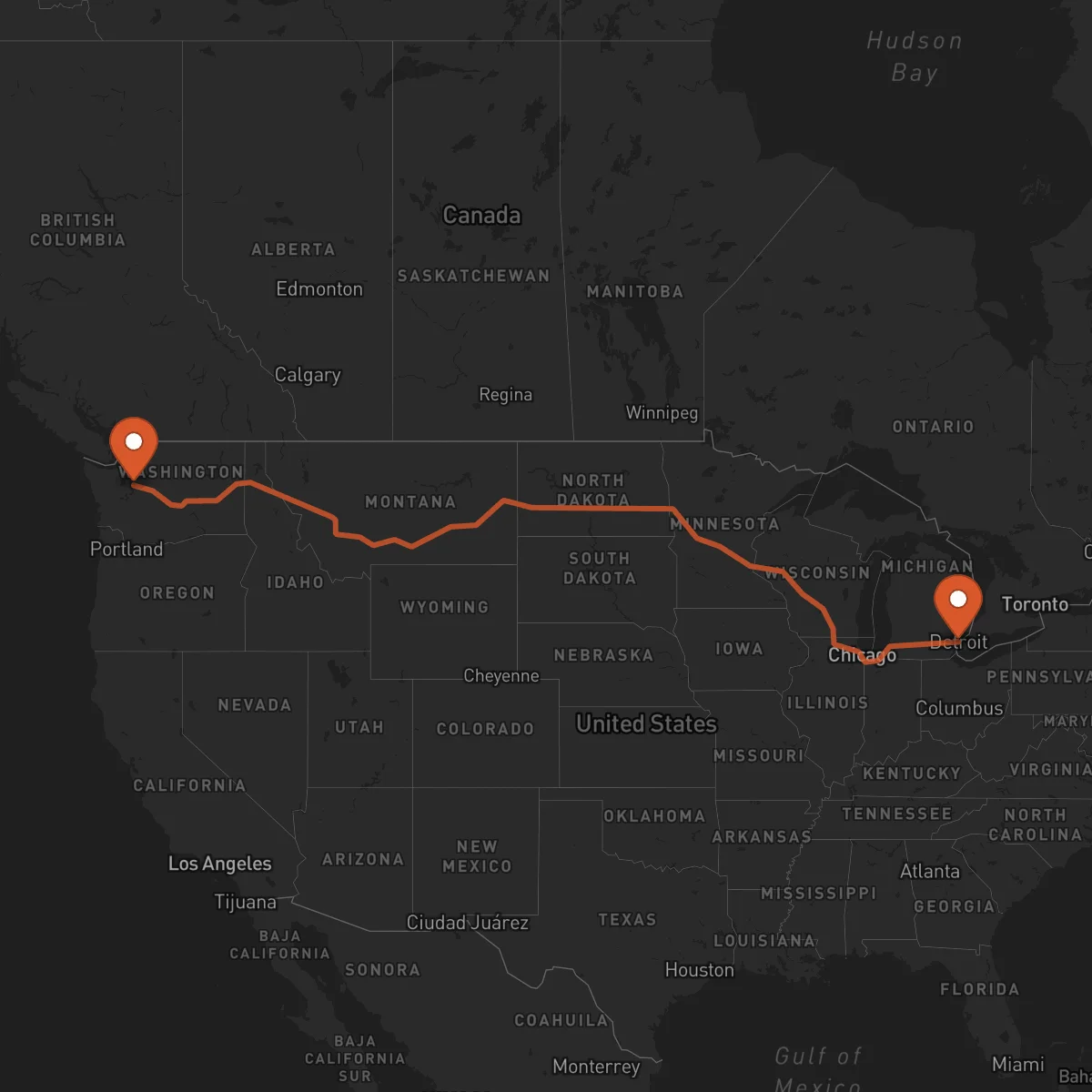 Ruta Detroit - Seattle