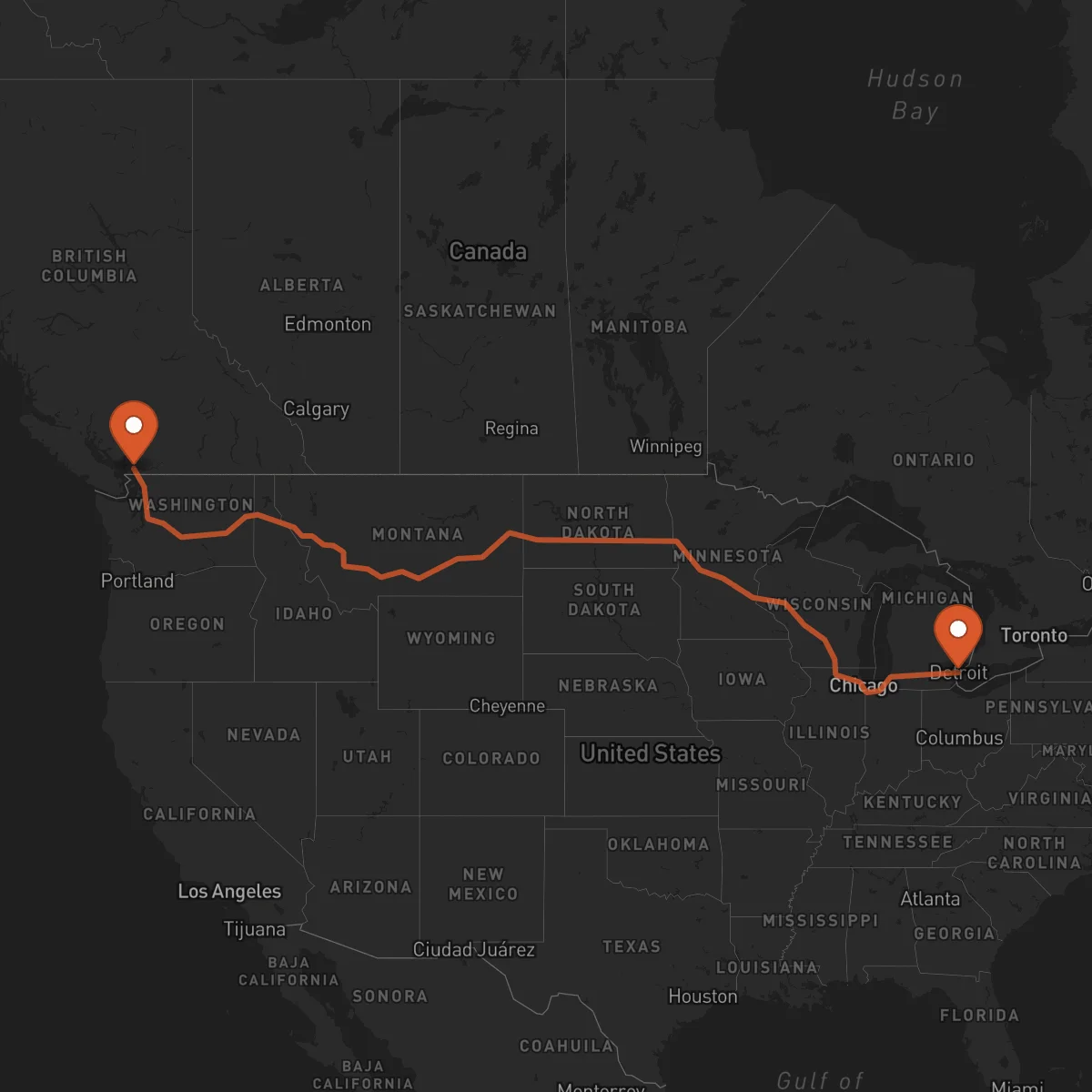Ruta Detroit - Surrey