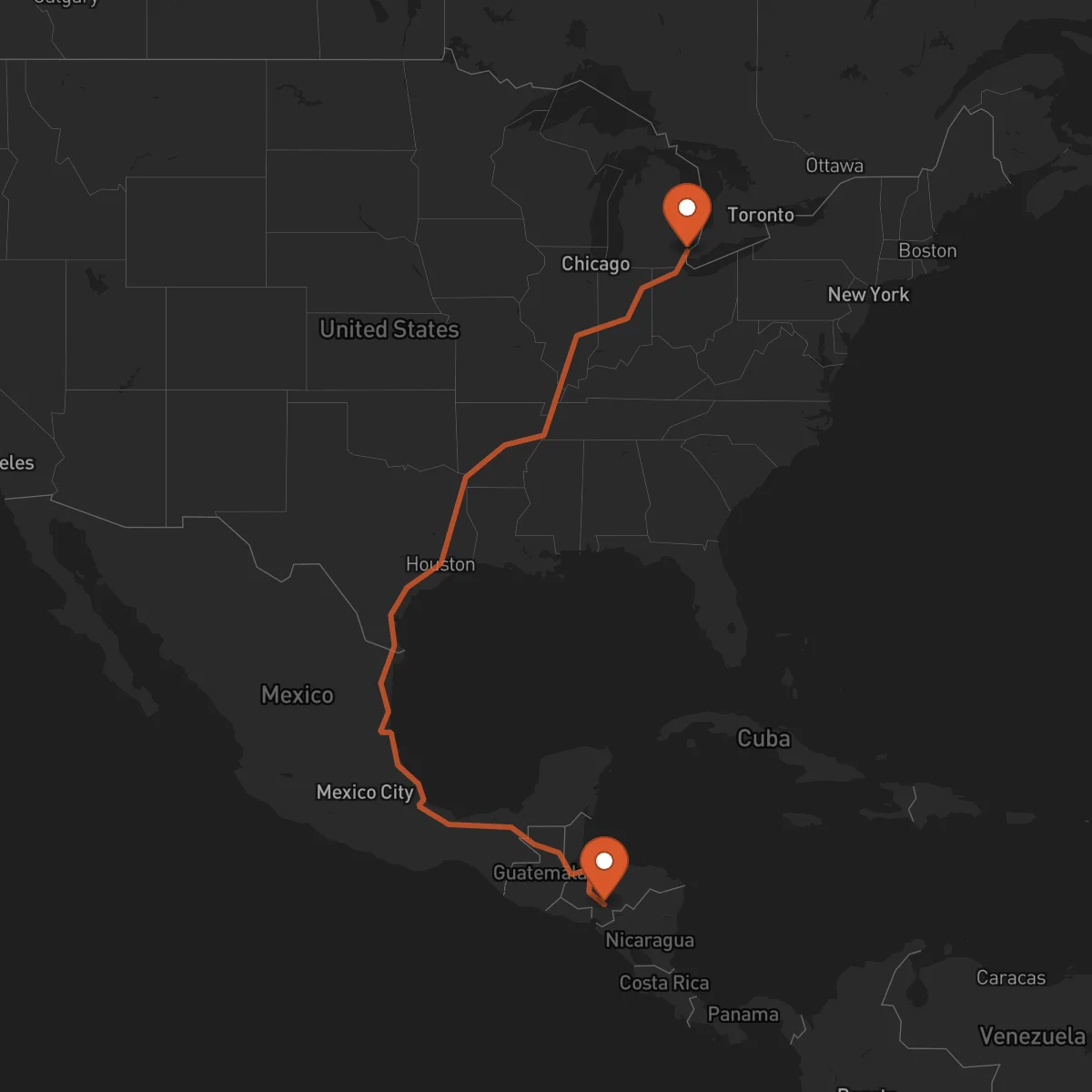 Ruta Detroit - Tegucigalpa