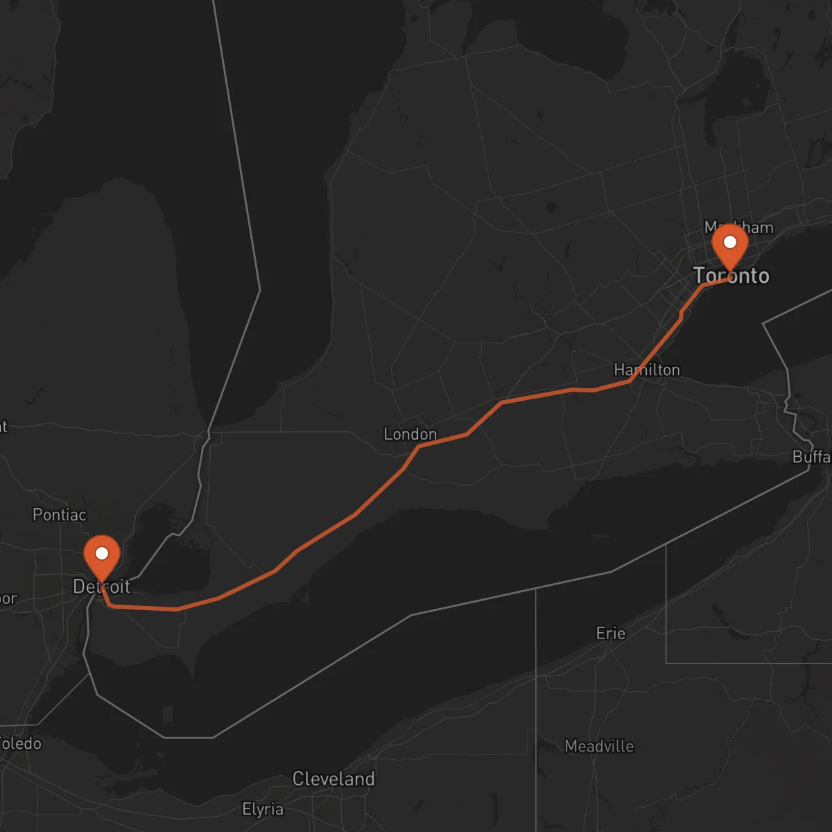 Ruta Detroit - Toronto