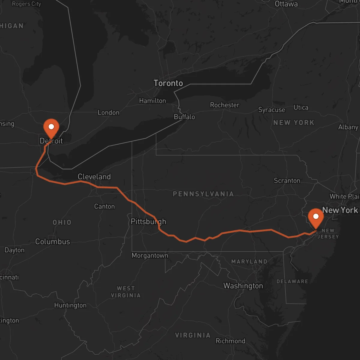 Ruta Trenton - Detroit
