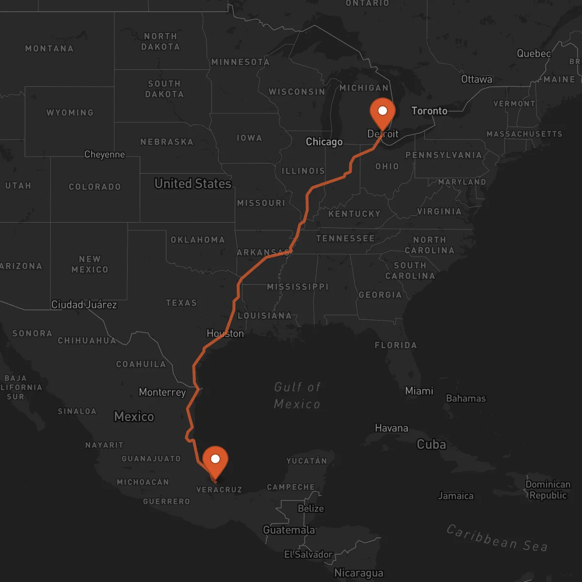 Ruta Detroit - Veracruz
