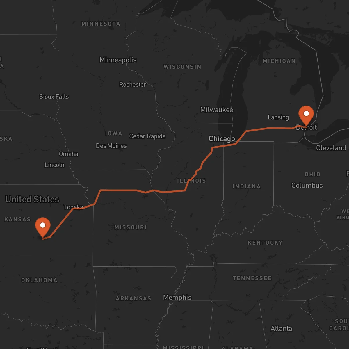 Ruta Wichita - Detroit
