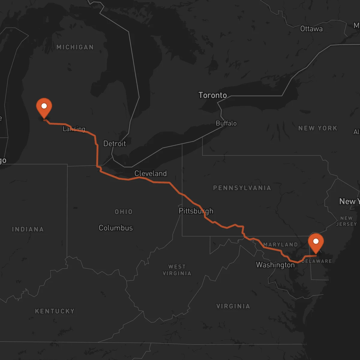 Ruta Grand Rapids - Dover