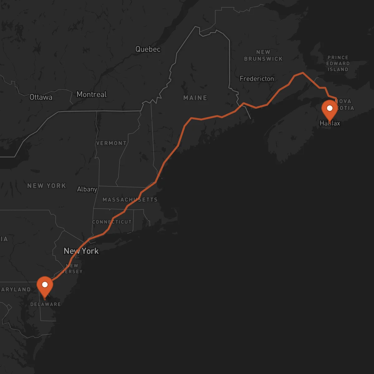 Ruta Halifax - Dover
